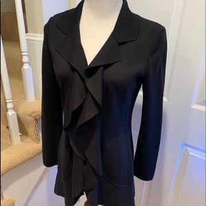 Sweater jacket - St. John, black knit, long sweater/light coat